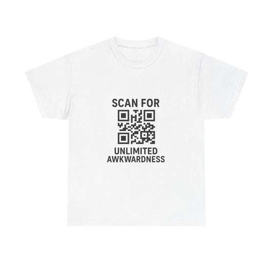 Unlimited Awkwardness QR Code T-Shirt, Unisex Cotton Tee for Laughs, Awkward Humor Gift, Casual Wear, Unique Graphic Tee