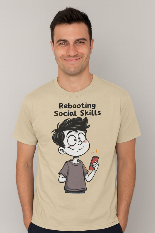 Rebooting Social Skills Tee  | Funny AI T-Shirt for Gamers & Coders