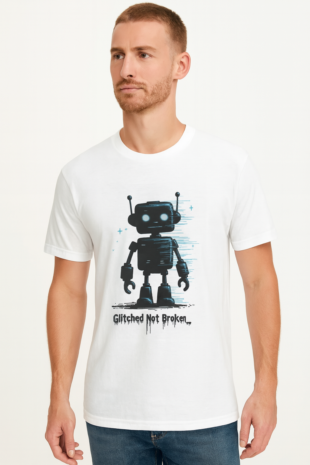 Glitched Not Broken Tee  | Funny AI T-Shirt for Gamers & Coders
