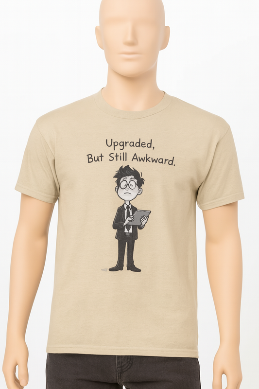 Upgraded and Awkward Tee  | Funny AI T-Shirt for Gamers & Coders