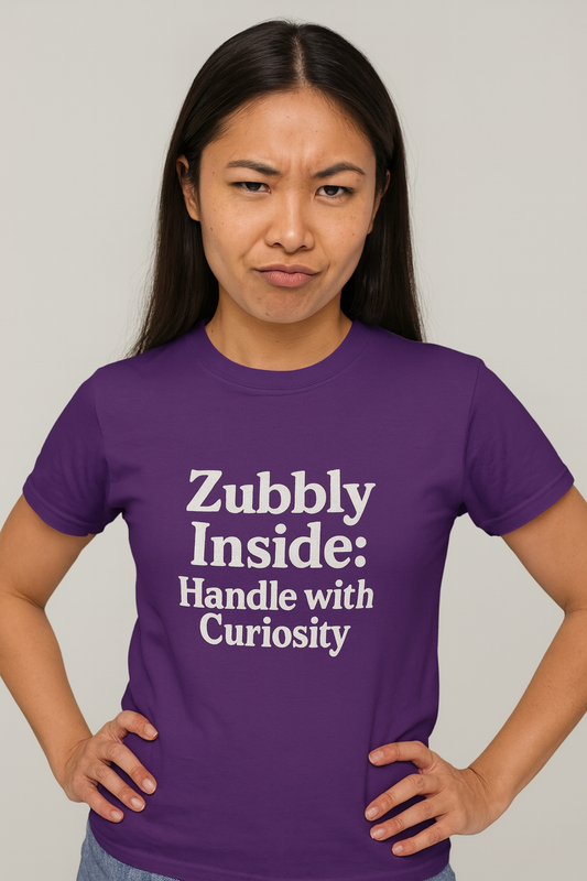 Zubbly Inside: Handle with Curiosity Tee  | Funny AI T-Shirt for Gamers & Coders