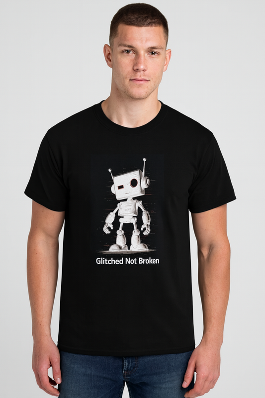 Glitched Not Broken 2 Tee  | Funny AI T-Shirt for Gamers & Coders